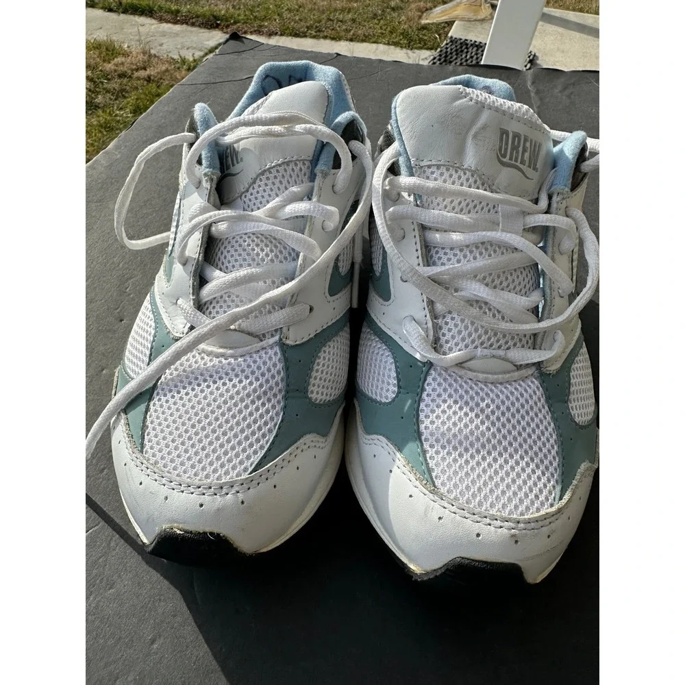 Drew Women's Walking Shoes‎ White Blue Mesh Leather Athletic Sneakers size 8W